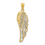 Load image into Gallery viewer, 14k Yellow Gold and Rhodium Angel Wing Pendant Charm
