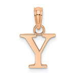 Load image into Gallery viewer, 14K Rose Gold Uppercase Initial Letter Y Block Alphabet Pendant Charm
