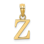 Cargar imagen en el visor de la galería, 14K Yellow Gold Uppercase Initial Letter Z Block Alphabet Pendant Charm
