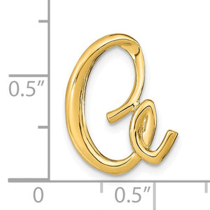 14k Yellow Gold Initial Letter A Cursive Chain Slide Pendant Charm