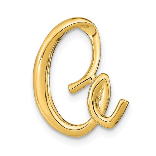 14k yellow gold initial letter a cursive chain slide pendant charm