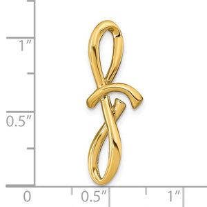 14k Yellow Gold Initial Letter F Cursive Chain Slide Pendant Charm