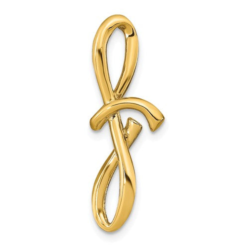 14k yellow gold initial letter f cursive chain slide pendant charm