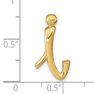 14k Yellow Gold Initial Letter I Cursive Chain Slide Pendant Charm