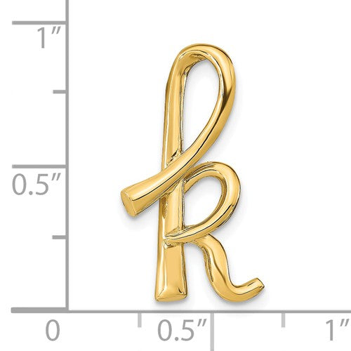 14k Yellow Gold Initial Letter K Cursive Chain Slide Pendant Charm