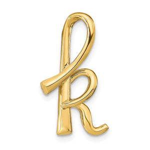 14k Yellow Gold Initial Letter K Cursive Chain Slide Pendant Charm