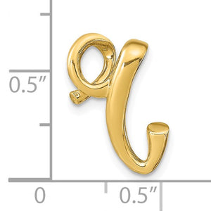 14k Yellow Gold Initial Letter R Cursive Chain Slide Pendant Charm