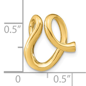 14k Yellow Gold Initial Letter V Cursive Chain Slide Pendant Charm