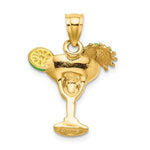 Φόρτωση εικόνας στο εργαλείο προβολής Συλλογής, 14k Yellow Gold Enamel Orange Margarita Cocktail Drink Pendant Charm
