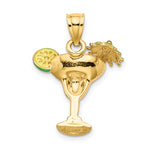 Carica l&#39;immagine nel visualizzatore di Gallery, 14k Yellow Gold Enamel Pink Margarita Cocktail Drink Pendant Charm
