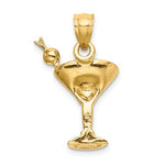 Carica l&#39;immagine nel visualizzatore di Gallery, 14k Yellow Gold Enamel Fuchsia Pink Martini Cocktail Drink Pendant Charm
