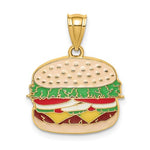 画像をギャラリービューアに読み込む, 14k Yellow Gold Enamel Cheeseburger Hamburger Pendant Charm
