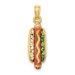 Load image into Gallery viewer, 14k Yellow Gold Enamel Hotdog with Bun 3D Pendant Charm
