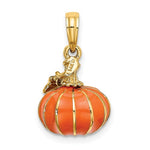 Load image into Gallery viewer, 14k Yellow Gold with Enamel Pumpkin Halloween 3D Pendant Charm
