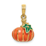 Load image into Gallery viewer, 14k Yellow Gold with Enamel Pumpkin Halloween 3D Pendant Charm
