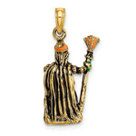 Load image into Gallery viewer, 14k Yellow Gold Halloween Witch with Broom 3D Pendant Charm

