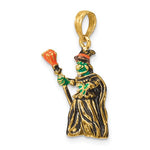 Charger l&#39;image dans la galerie, 14k Yellow Gold Halloween Witch with Broom 3D Pendant Charm
