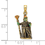 Lade das Bild in den Galerie-Viewer, 14k Yellow Gold Halloween Witch with Broom 3D Pendant Charm
