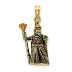 Charger l&#39;image dans la galerie, 14k Yellow Gold Halloween Witch with Broom 3D Pendant Charm
