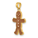 Carregar imagem no visualizador da galeria, 14k Yellow Gold Enamel Gingerbread Man Christmas Holiday 3D Pendant Charm
