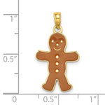 이미지를 갤러리 뷰어에 로드 , 14k Yellow Gold Enamel Gingerbread Man Christmas Holiday 3D Pendant Charm
