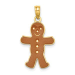 Lataa kuva Galleria-katseluun, 14k Yellow Gold Enamel Gingerbread Man Christmas Holiday 3D Pendant Charm
