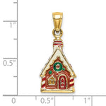 Φόρτωση εικόνας στο εργαλείο προβολής Συλλογής, 14k Yellow Gold Enamel Gingerbread House Holiday 3D Pendant Charm
