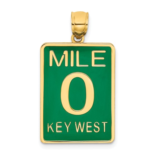 14k Yellow Gold Florida Key West Mile 0 Marker Travel Pendant Charm