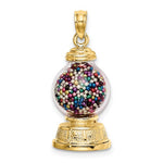Load image into Gallery viewer, 14k Yellow Gold Gumball Machine Glass 3D Pendant Charm

