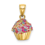 Load image into Gallery viewer, 14k Yellow Gold Cupcake with Beaded Icing Pendant Charm
