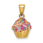 Cargar imagen en el visor de la galería, 14k Yellow Gold Cupcake with Beaded Icing Pendant Charm
