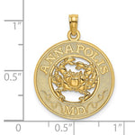 Загрузить изображение в средство просмотра галереи, 14k Yellow Gold Annapolis MD Crab Round Circle Pendant Charm

