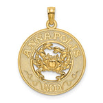 Load image into Gallery viewer, 14k Yellow Gold Annapolis MD Crab Round Circle Pendant Charm
