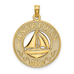 Load image into Gallery viewer, 14k Yellow Gold Annapolis MD Sailboat Round Circle Pendant Charm
