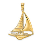 Kép betöltése a galériamegjelenítőbe: 14k Yellow Gold Sailboat Sailing Large Pendant Charm
