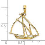Lataa kuva Galleria-katseluun, 14k Yellow Gold Sailboat Sailing Cut Out Pendant Charm
