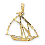 Carica l&#39;immagine nel visualizzatore di Gallery, 14k Yellow Gold Sailboat Sailing Cut Out Pendant Charm
