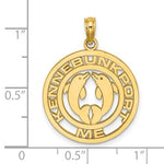 Afbeelding in Gallery-weergave laden, 14k Yellow Gold Kennebunkport ME Maine Dolphins Round Circle Disc Pendant Charm
