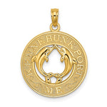 Load image into Gallery viewer, 14k Yellow Gold Kennebunkport ME Maine Dolphins Round Circle Pendant Charm
