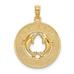 Load image into Gallery viewer, 14k Yellow Gold Jamaica Island Dolphins Travel Pendant Charm
