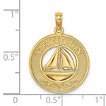 Load image into Gallery viewer, 14k Yellow Gold Cancun Mexico Sailboat Circle Pendant Charm
