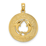 Charger l&#39;image dans la galerie, 14k Yellow Gold Cancun Mexico Dolphins Travel Vacation Pendant Charm
