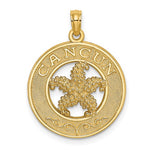 Load image into Gallery viewer, 14k Yellow Gold Cancun Mexico Starfish Circle Pendant Charm
