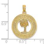 Indlæs billede til gallerivisning 14k Yellow Gold Cancun Mexico Palm Tree Circle Pendant Charm
