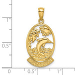 Indlæs billede til gallerivisning 14k Yellow Gold Cancun Mexico Dolphin Beach Sunset Travel Vacation Pendant Charm
