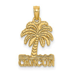 Lataa kuva Galleria-katseluun, 14k Yellow Gold Cancun Mexico Palm Tree Travel Vacation Holiday Pendant Charm
