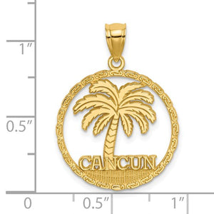 14k Yellow Gold Cancun Mexico Palm Tree Pendant Charm