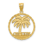 Indlæs billede til gallerivisning 14k Yellow Gold Cancun Mexico Palm Tree Pendant Charm
