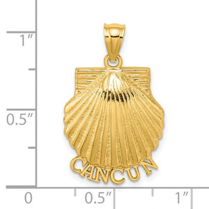 14k Yellow Gold Cancun Mexico Scallop Shell Clamshell Seashell Pendant Charm