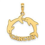Φόρτωση εικόνας στο εργαλείο προβολής Συλλογής, 14k Yellow Gold Cancun Mexico Dolphins Travel Vacation Pendant Charm
